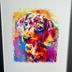Miniature Dapple Dachshund Art Print with Frame 11x14 inch